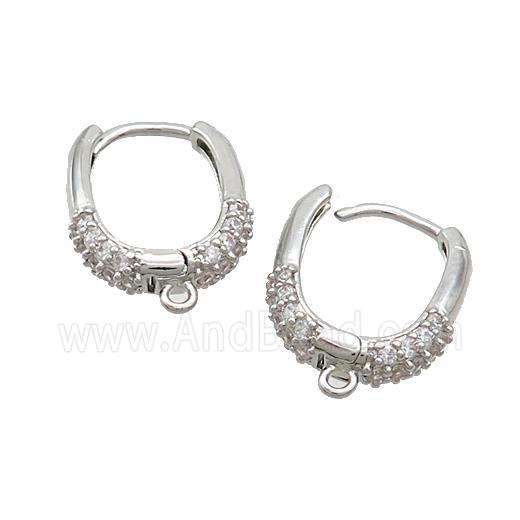 Copper Latchback Earrings Pave Zircon Platinum Plated