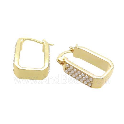 Copper Latchback Earrings Pave Pearlized Resin Gold Plated