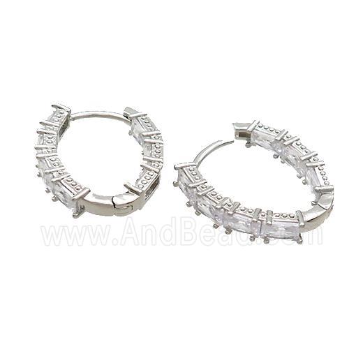 Copper Latchback Earrings Pave Zircon Platinum Plated