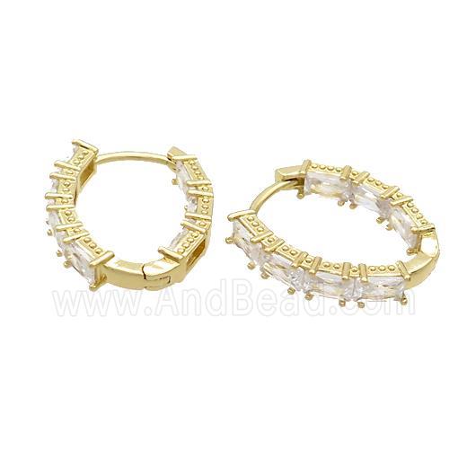Copper Latchback Earrings Pave Zircon Gold Plated