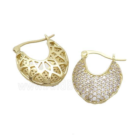 Copper Latchback Earrings Pave Zircon Gold Plated