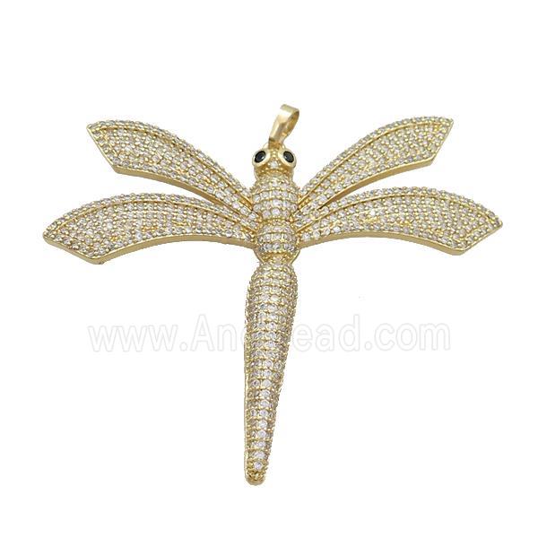 Copper Dragonfly Pendant Pave Zircon Gold Plated