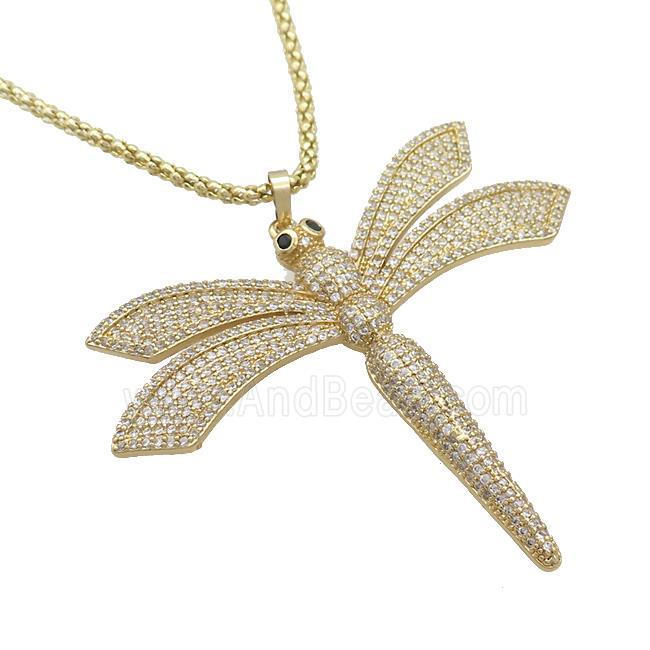 Copper Necklace Dragonfly Pave Zircon Gold Plated