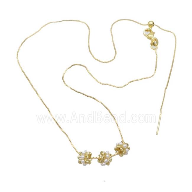 Copper Necklace Pave Pearlized Resin Gold Plated