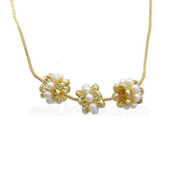 Copper Necklace Pave Pearlized Resin Gold Plated