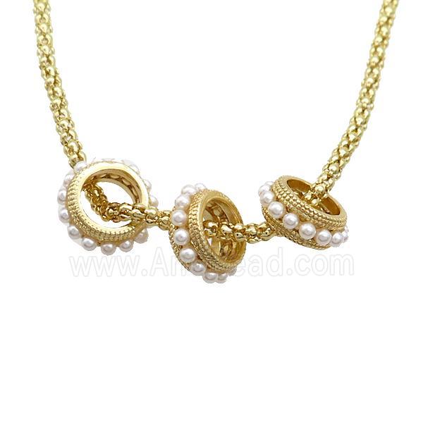 Copper Necklace Pave Pearlized Resin Gold Plated