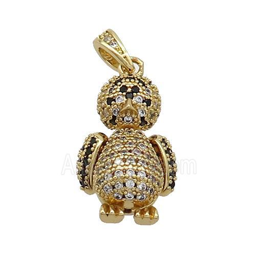 Copper Duck Pendant Pave Zircon Gold Plated