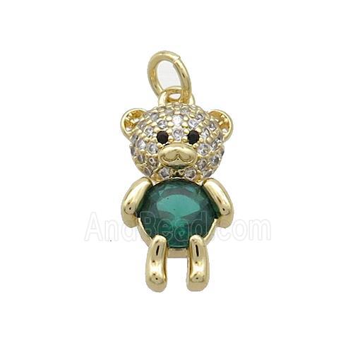 Copper Bear Pendant Pave Zircon Gold Plated