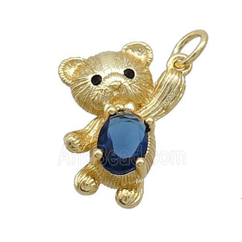 Copper Bear Pendant Pave Zircon Gold Plated