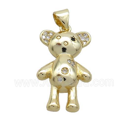 Copper Bear Pendant Pave Zircon Gold Plated