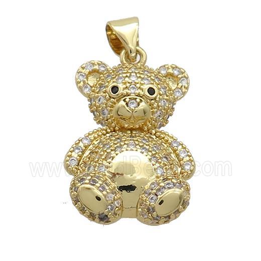 Copper Bear Pendant Pave Zircon Gold Plated