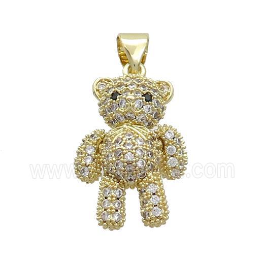 Copper Bear Pendant Pave Zircon Gold Plated