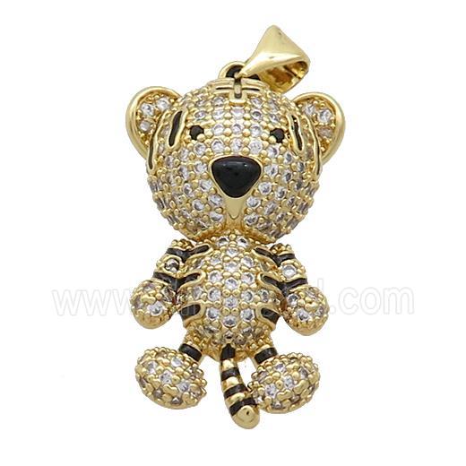 Copper Tiger Charms Pendant Pave Zircon Gold Plated