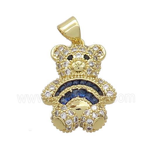 Copper Bear Pendant Pave Zircon Gold Plated