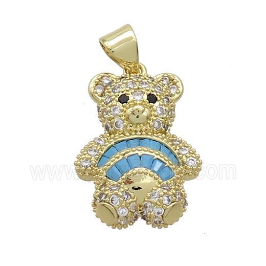 Copper Bear Pendant Pave Zircon Gold Plated