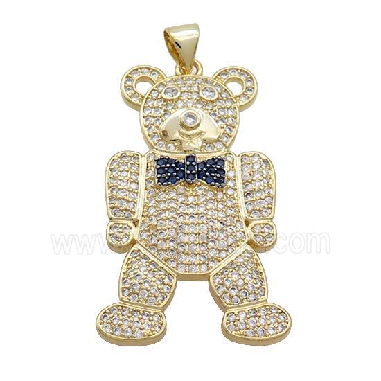 Copper Bear Pendant Pave Zircon Gold Plated