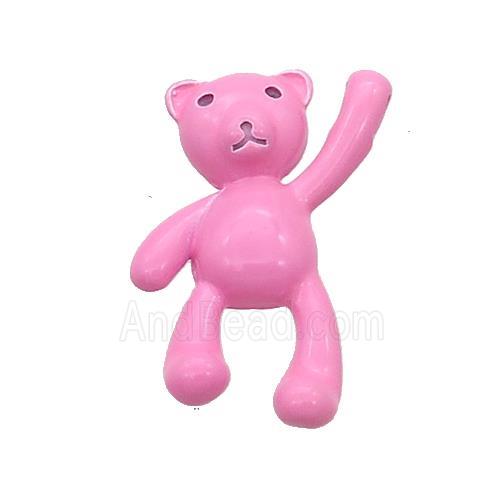 Copper Bear Pendant With Pink Lacquered Painted