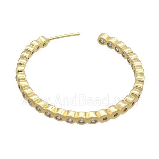 Copper Stud Earrings Pave Zircon Gold Plated