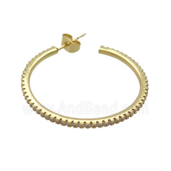 Copper Stud Earrings Pave Zircon Gold Plated