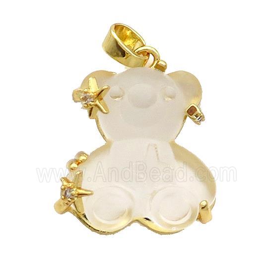 Clear Resin Bear Pendant Copper Gold Plated