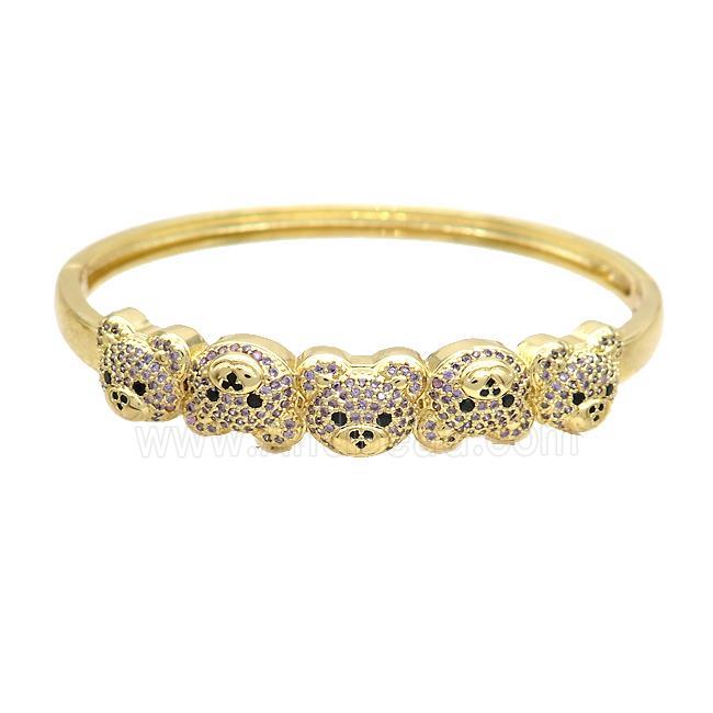 Copper Bear Bangle Pave Purple Zircon Gold Plated