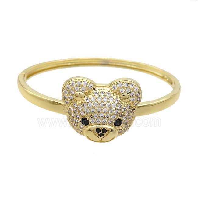 Copper Bear Bangle Pave Zircon Gold Plated
