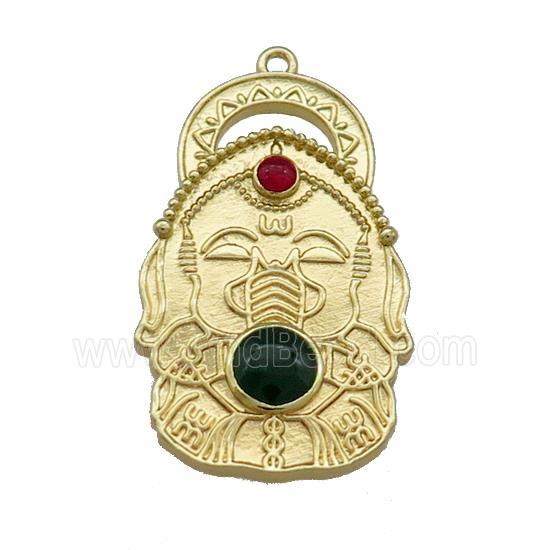Copper Buddha Pendant Chinese God Of Wealth Gold Plated