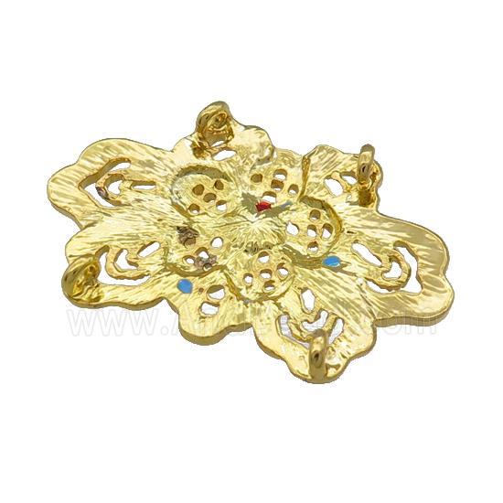 Copper Flower Pendant Blue Enamel Gold Plated