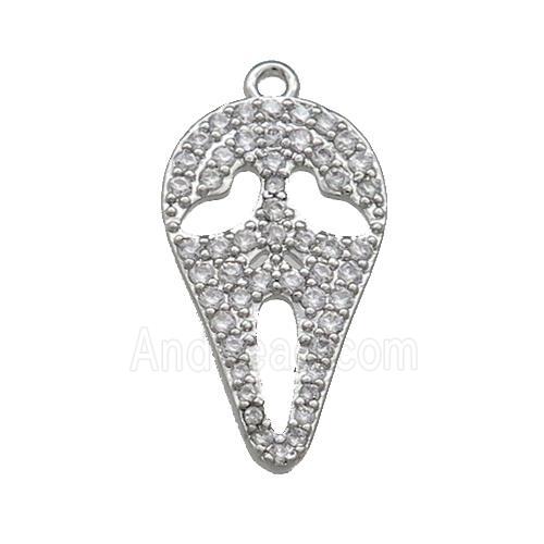 Copper Pendant Pave Zircon Ghost Halloween Charms Platinum Plated