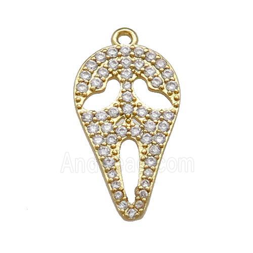 Copper Pendant Pave Zircon Ghost Halloween Charms Gold Plated