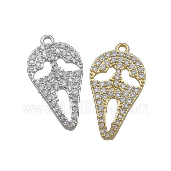 Copper Pendant Pave Zircon Ghost Halloween Charms Mixed