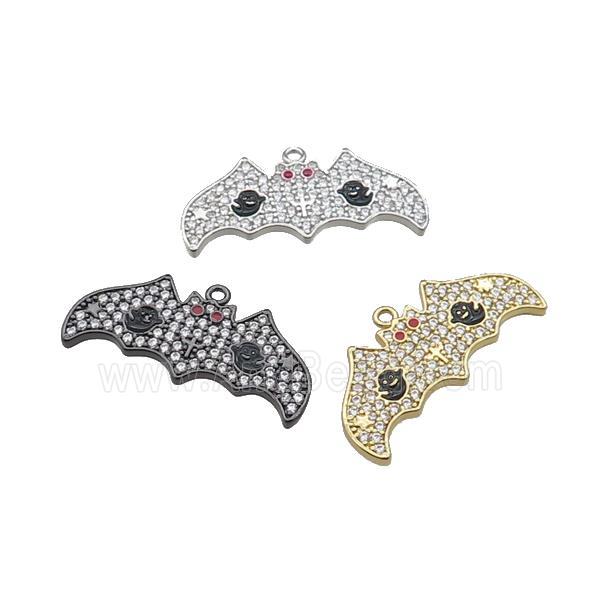 Copper Bat Pendant Pave Zircon Halloween Charms Mixed