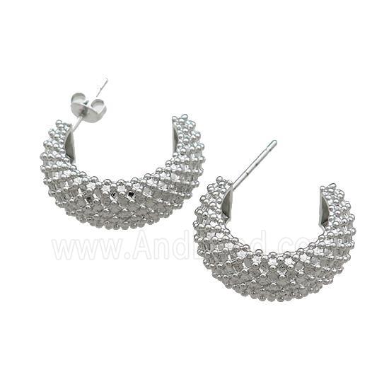 Copper Stud Earrings Platinum Plated