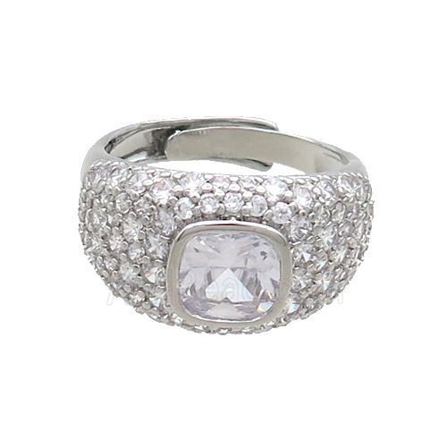 Copper Rings Pave Zircon Adjustable Platinum Plated