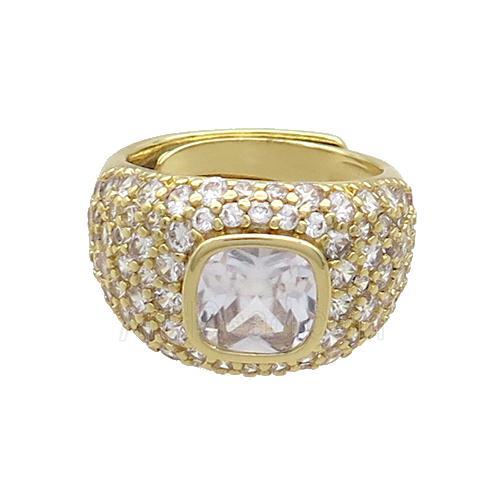 Copper Rings Pave Zircon Adjustable Gold Plated