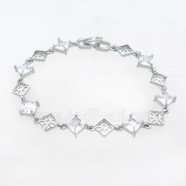 Copper Bracelets Pave Zircon Platinum Plated