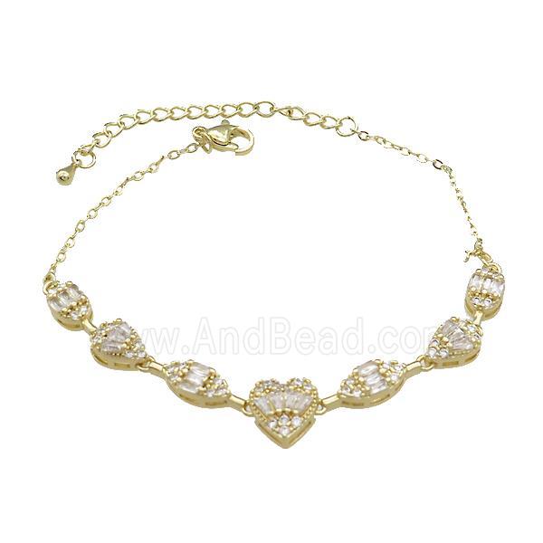 Copper Bracelets Pave Zircon Gold Plated