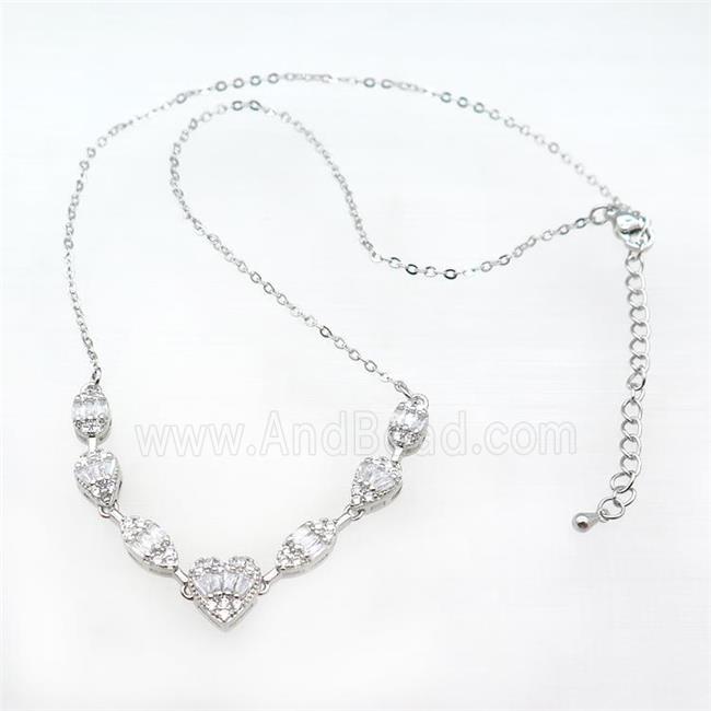 Copper Necklaces Pave Zircon Platinum Plated