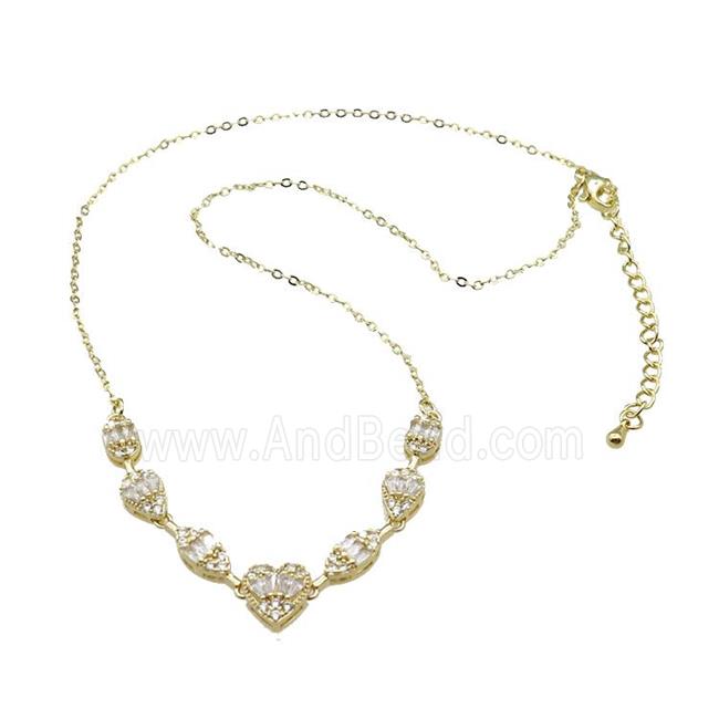 Copper Necklaces Pave Zircon Gold Plated
