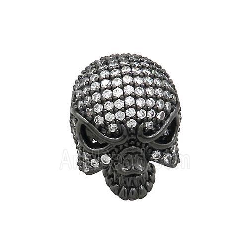 Copper Skull Beads Pave Zircon Black Plated
