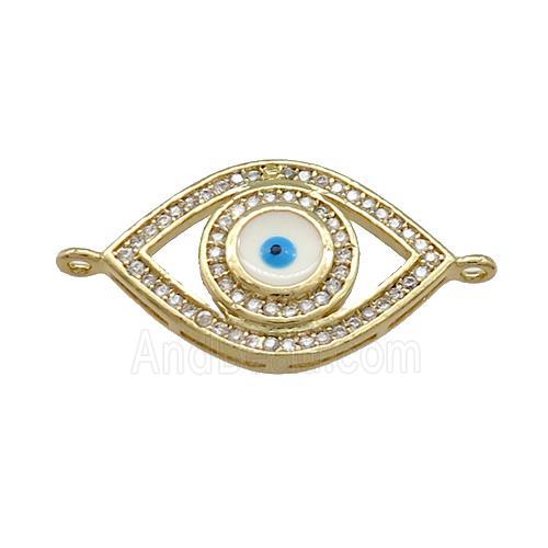 Copper Evil Eye Connector Pave Zircon Gold Plated