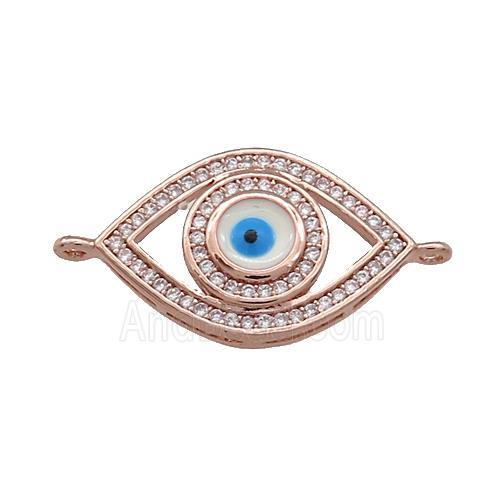 Copper Evil Eye Connector Pave Zircon Rose Gold