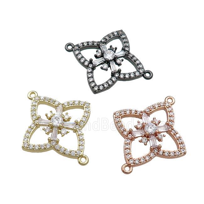 Copper Clover Connector Pave Zircon Mixed