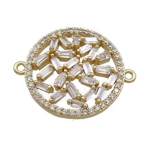Copper Circle Connector Pave Zircon Gold Plated