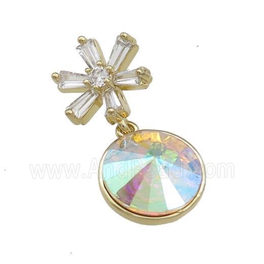 Copper Pendant Pave Crystal Glass Snowflake Gold Plated