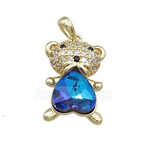 Copper Mouse Pendant Pave Zircon Crystal Glass Gold Plated