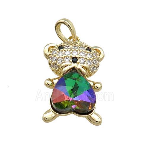 Copper Mouse Pendant Pave Zircon Crystal Glass Gold Plated
