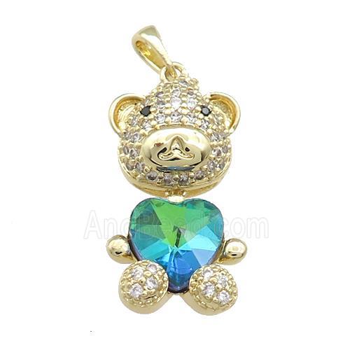 Copper Mouse Pendant Pave Zircon Crystal Glass Gold Plated