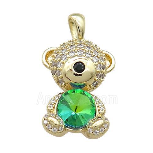 Copper Mouse Pendant Pave Zircon Crystal Glass Gold Plated