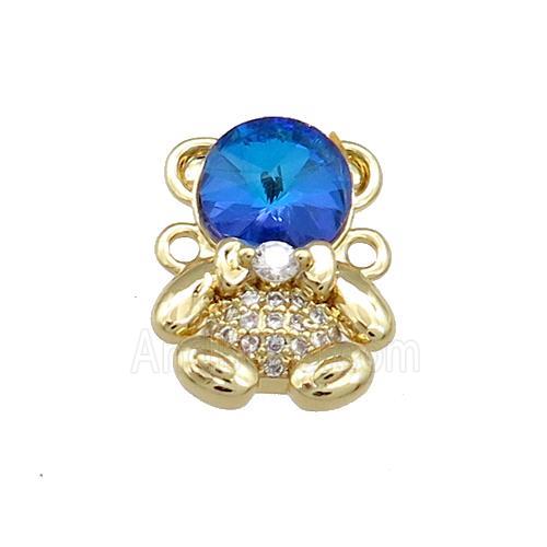 Copper Bear Connector Pave Zircon Crystal Glass Gold Plated
